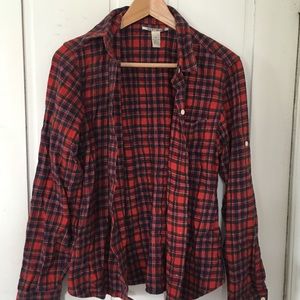 Plaid flannel button down shirt